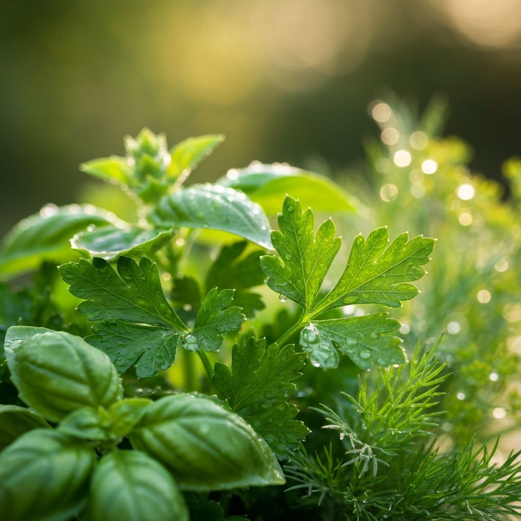 Kräuter mit Tau